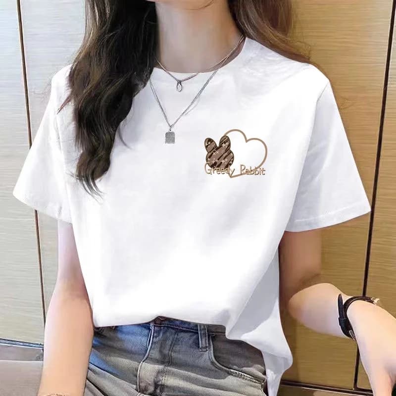 Maglietta donna Top magliette a maniche corte nuova maglietta coreana per donna maglietta girocollo maglietta moda allentata donna Top Cartoon