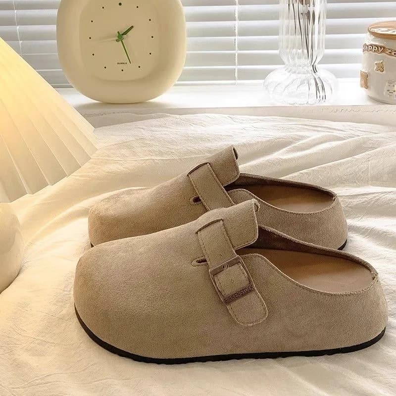 2026 Autumn Fashion Women's Suede Mules Slippers Clogs Cork Insole Sandals With Arch Support Outdoor Beach Slides Home Shoes