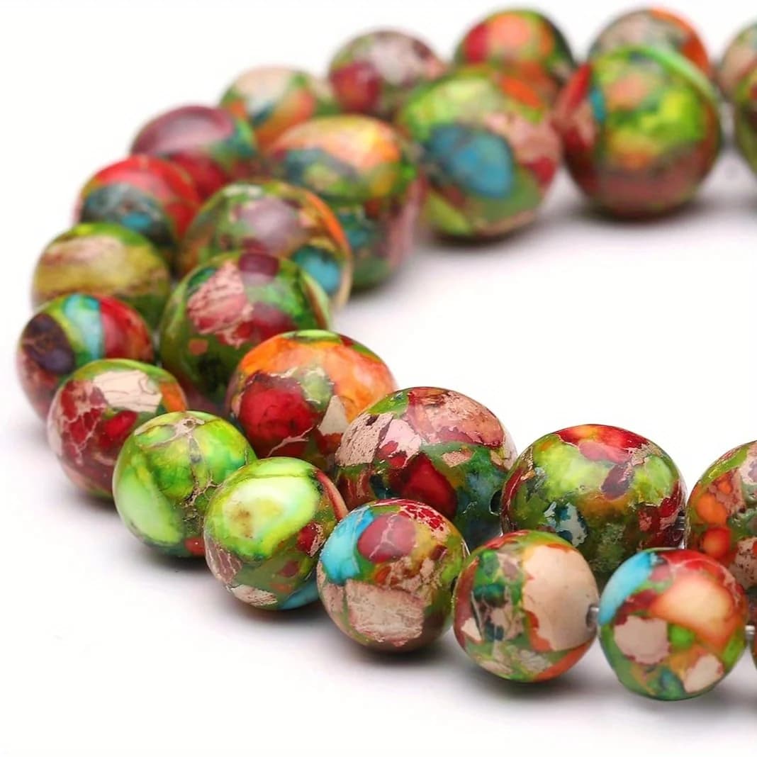 2strands 4-10mm Natural Stone Beads Multicolor Sea Sediment Turquoise Round Beads for Jewelry Making Diy Bracelets Necklace 15"