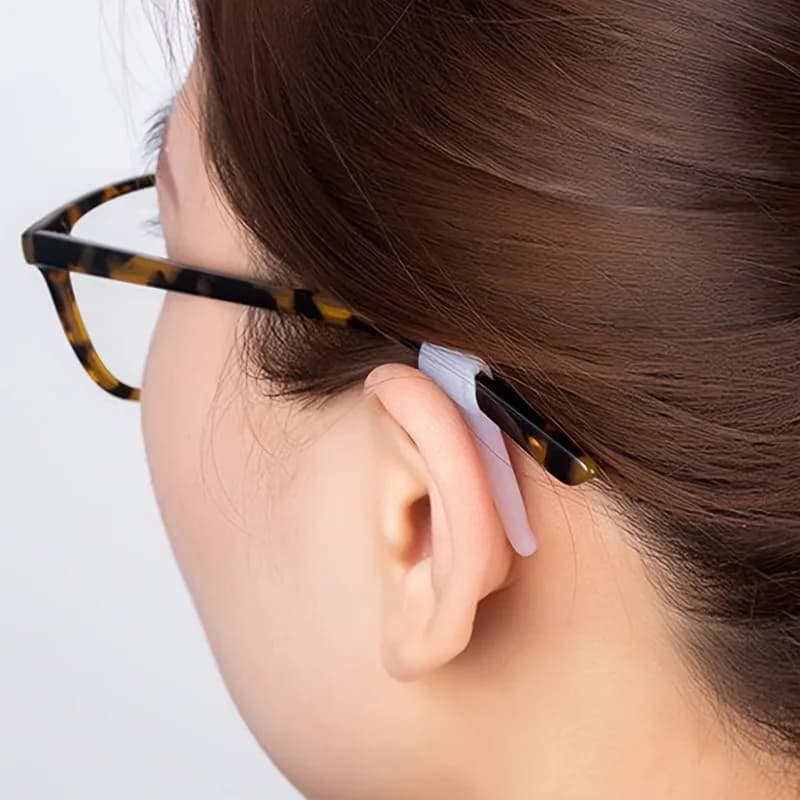 2 pezzi/set semplici occhiali in materiale siliconico copertura antiscivolo, morbidi e non danneggiano l'orecchio occhiali da sole clip per orecchie antiscivolo