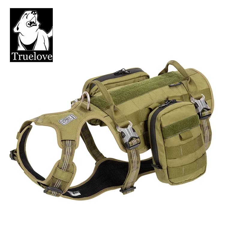 TRUELOVE Pettorina per animali domestici Borsa da allenamento tattica alta Zaino militare Servizio Pettorina per cani Tessuto impermeabile Escursionismo Formazione YH1806