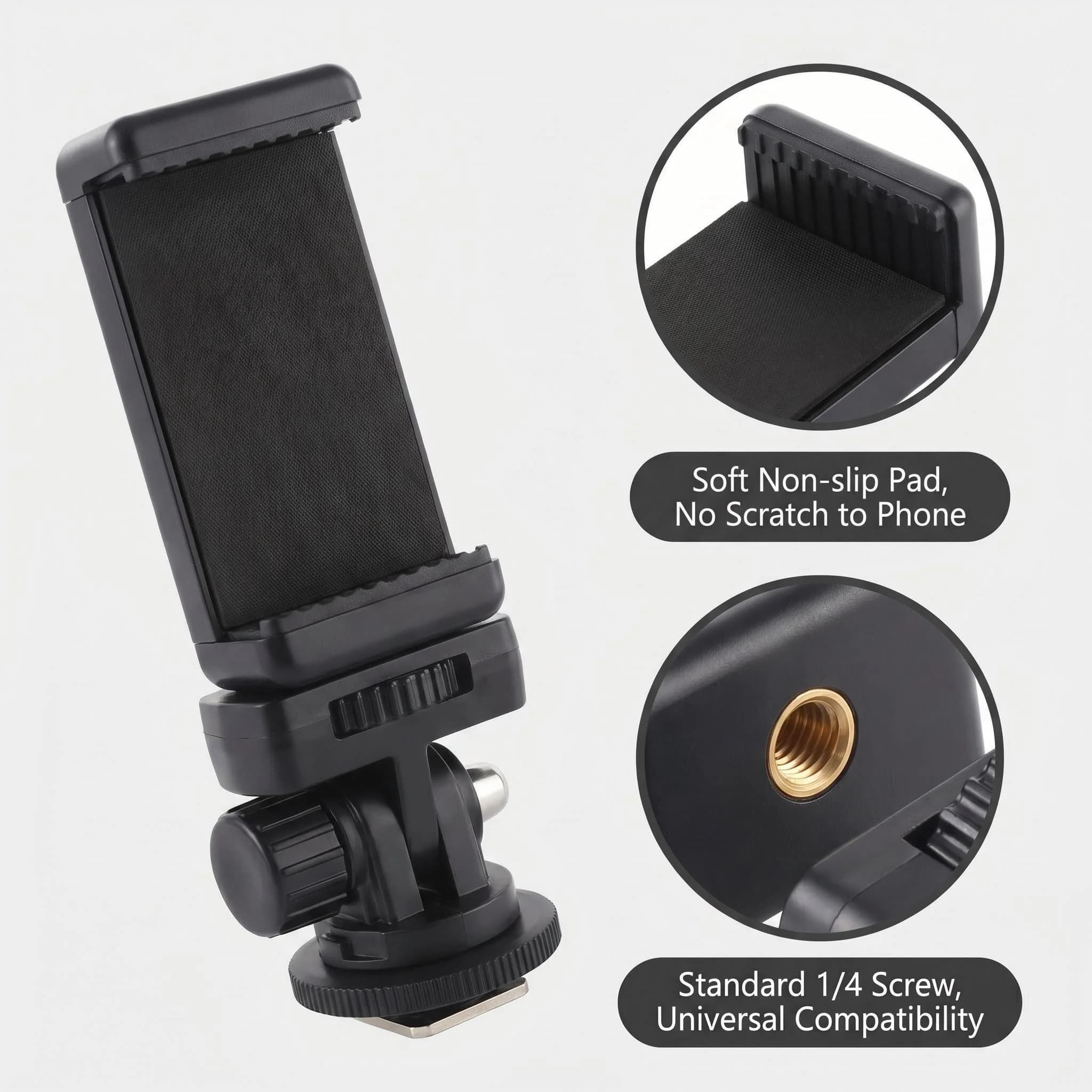 Supporti per telefono con attacco Hot Shoe per fotocamera, display, adattatore per treppiede telescopico (con base di montaggio Cold Shoe) - Adatto per iPhone