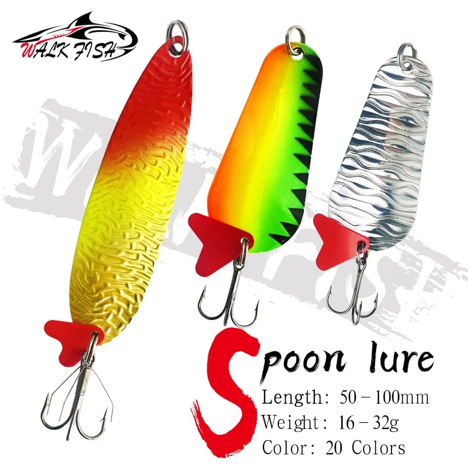 CAMMINARE PESCE 16g/18g/21g/25g/28g/32g Spinner in metallo Cucchiaio duro Richiamo di pesca Esche Gancio triplo Paillettes Rumore Paillette Attrezzatura da pesca
