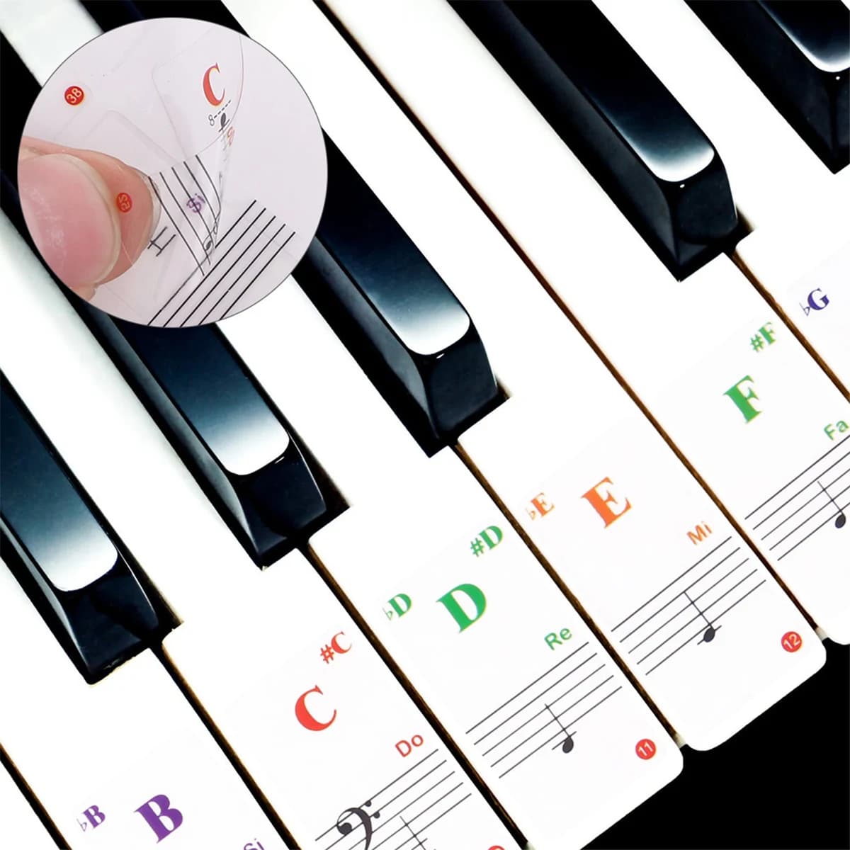 Adesivi per tastiera di pianoforte per 88/61/54/49/37/32 tasti pianoforte trasparente decalcomania musicale note simbolo adesivo spettro pianoforte elettronico