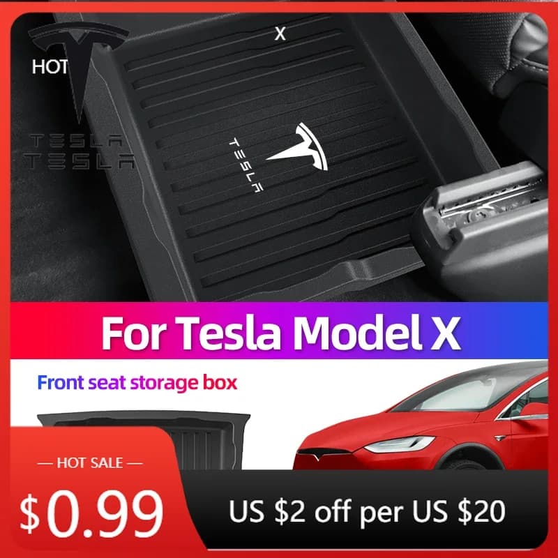 Adesivo per Scatola Portaoggetti Sedile Auto Tesla Model X, Scatola Portaoggetti TPE, Adesivo per Accessori Scatola Portaoggetti Push-Pull