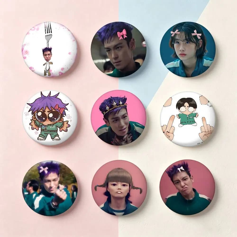 Spille e Distintivi Rotondi in Acrilico con Motivi Cartoon di Crazy Game-S Coreano, per Zaini e Giacche, da Collezione, Regali