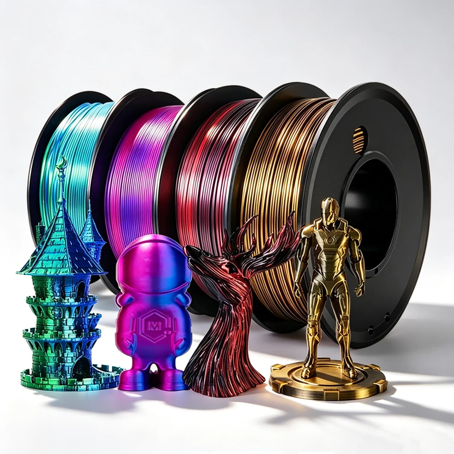 1.75mm Dual Color PLA Filament 3D Printer Silk Black Gold Two Color blue red 3D Printing Material Magic Sublimation Duotone 250g