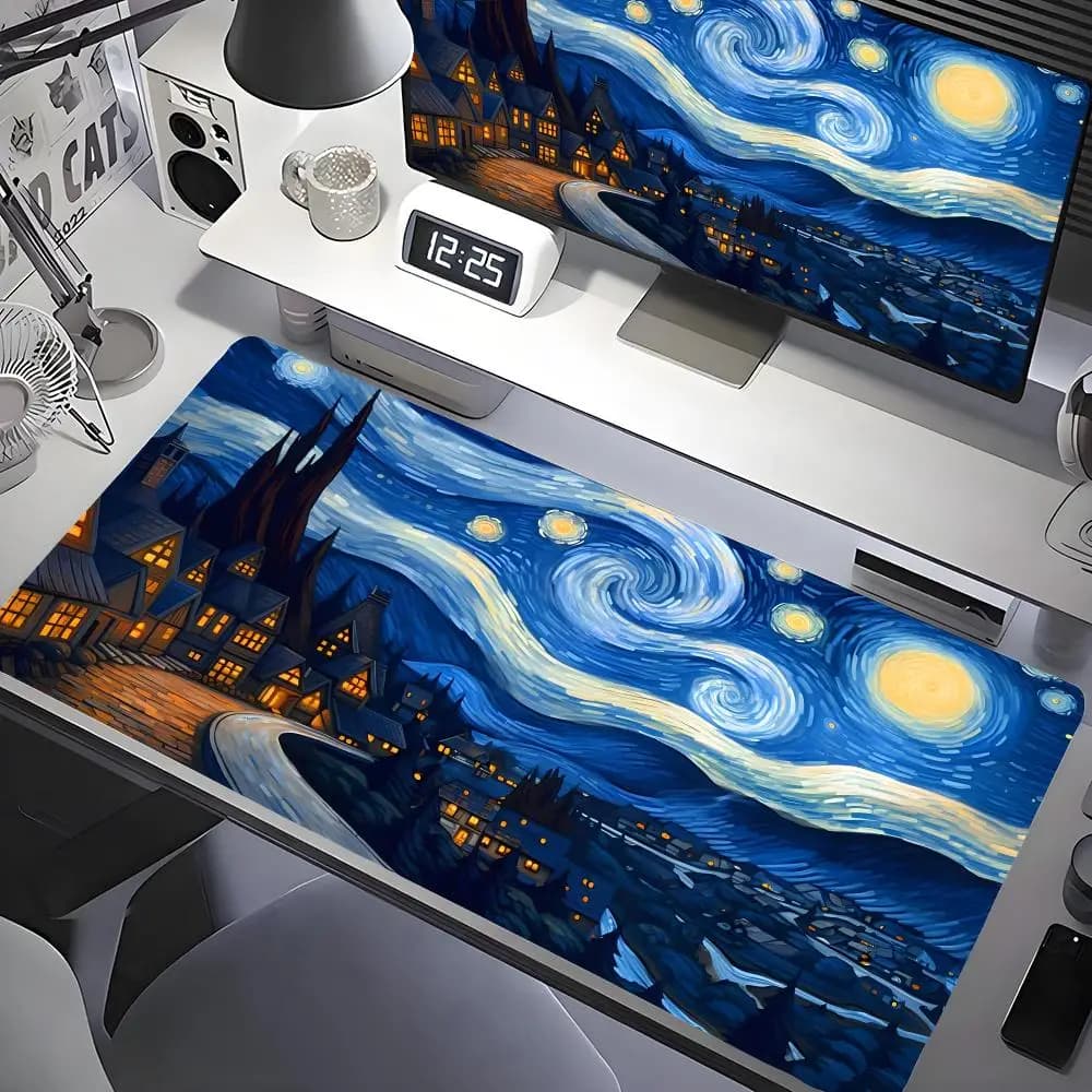 Van Gogh Oil Painting The Starry Night Mouse Pad Gaming Laptops Keyboard Mat Deskmat Pc Accessories Desk Protector HD carpet xxl