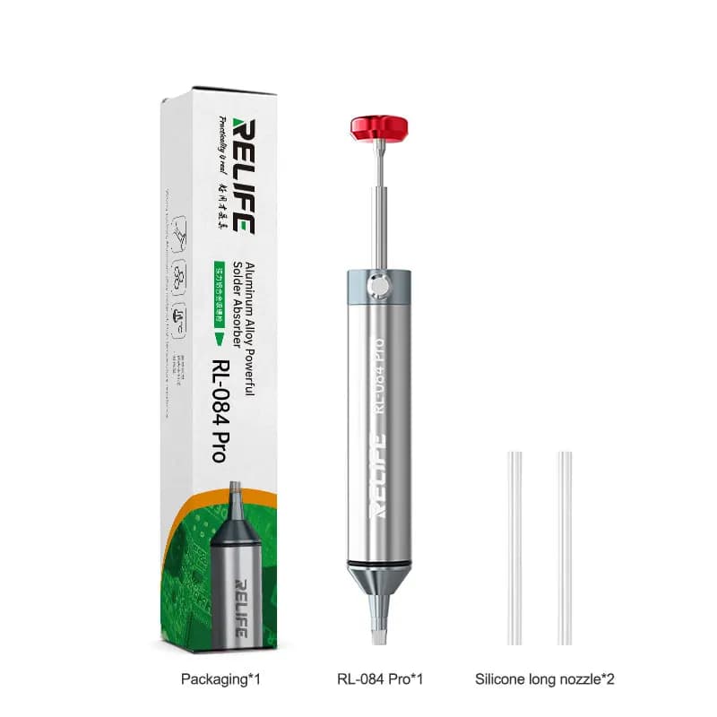 RELIFE RL-084 Pro ventosa dissaldante in lega di alluminio ad aspirazione forte potente aspirazione a vuoto per la rimozione e la riparazione della saldatura del PCB