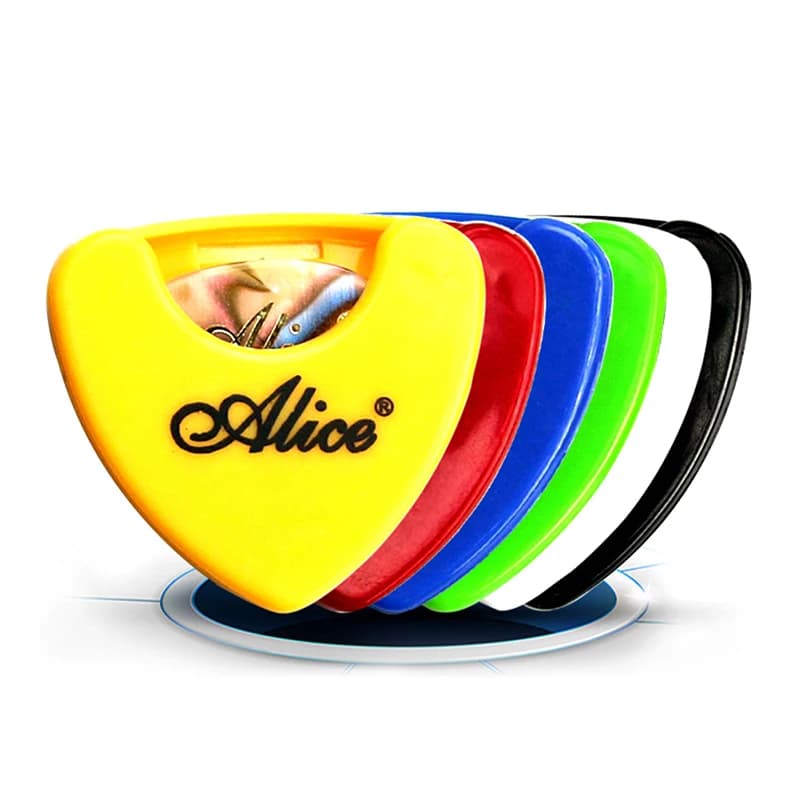 (Estate6) Porta plettro per chitarra da 1 pezzo Custodia per plettro in plastica Mediatore Conservazione rapida Forma triangolare autoadesiva 37x40mm Colore casuale