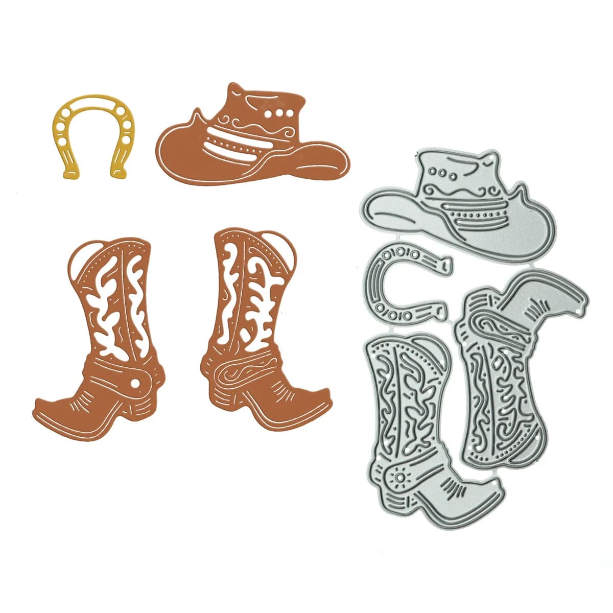 Metal Cutting Dies Set For Scrapbooking Cowboy Hat Boots Pattern Handmade Greeting Card Paper Art Work Decorating Clipart