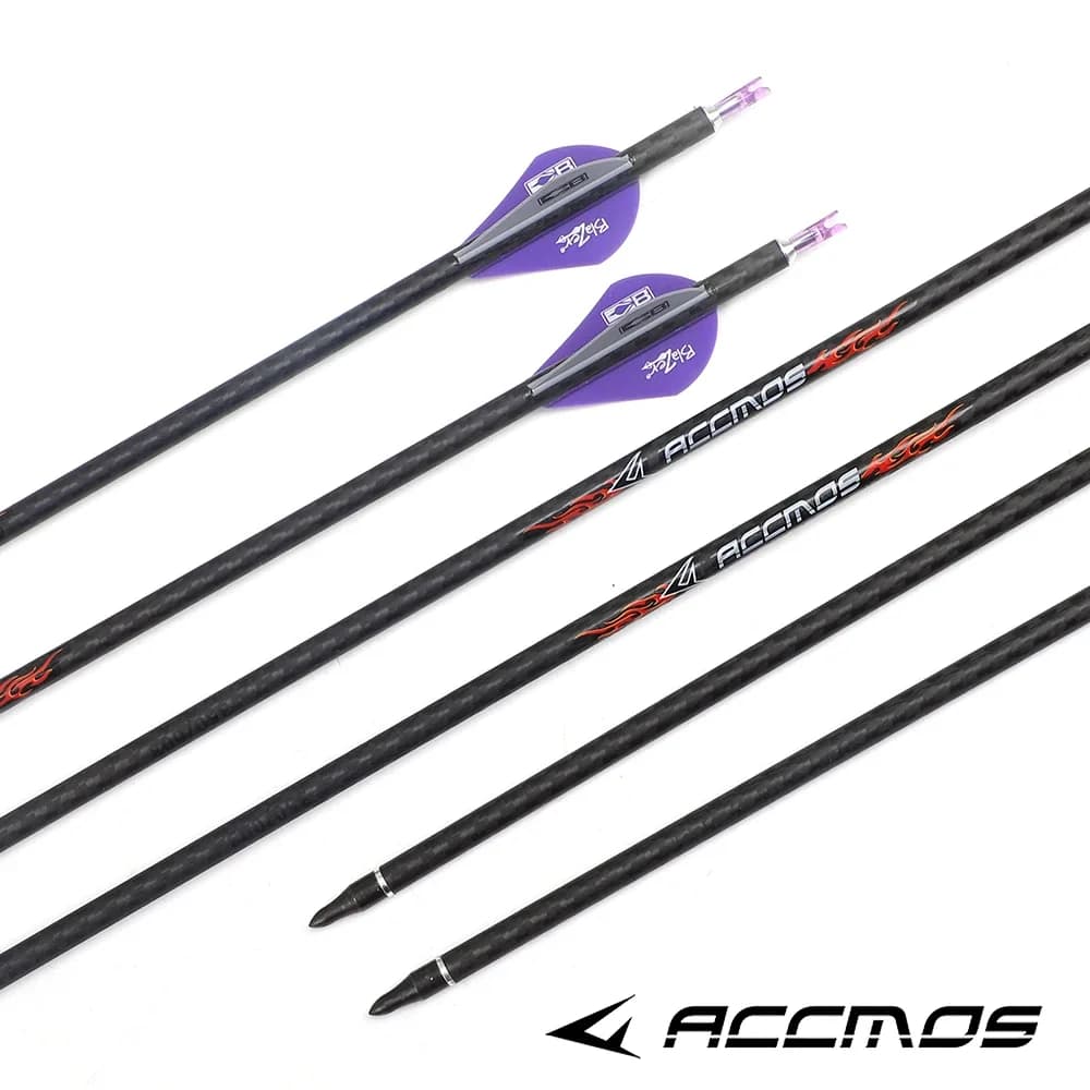 6/12 pezzi tiro con l'arco 3K freccia in carbonio puro ID 6.2mm 32 pollici colonna vertebrale 200 250 300 350 400 500 per tiro con l'arco da caccia