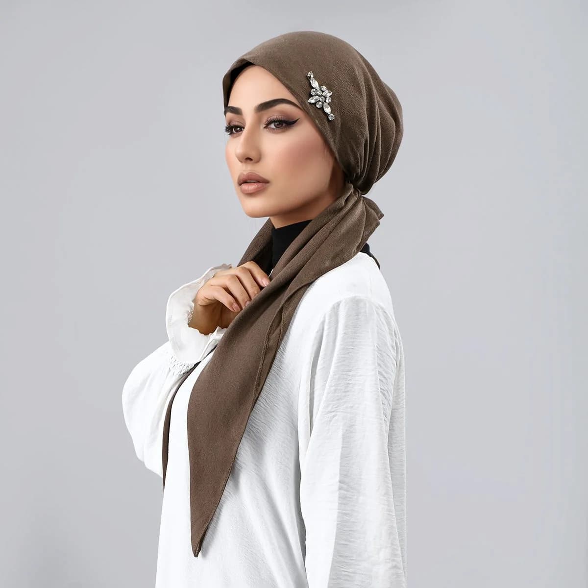 Muslim Cotton linen Hijab Fashion Hot Stamping Rhinestone Cotton and Linen Headscarf hat Soft and Skin-friendly Head Wraps