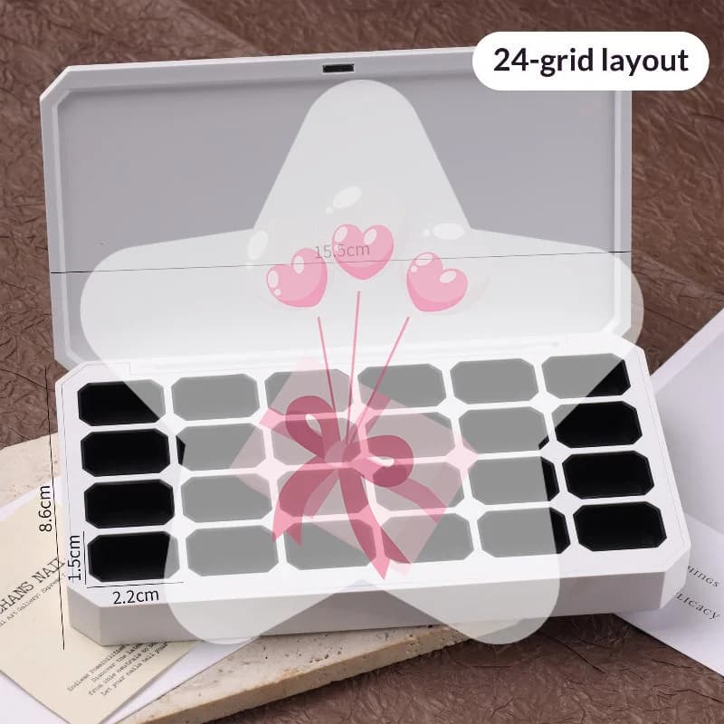 Empty Magnetic Nail Organizer 24 Grids Portable Storage Case for Manicure DIY Nail Art Fast Painting Home Salon Use