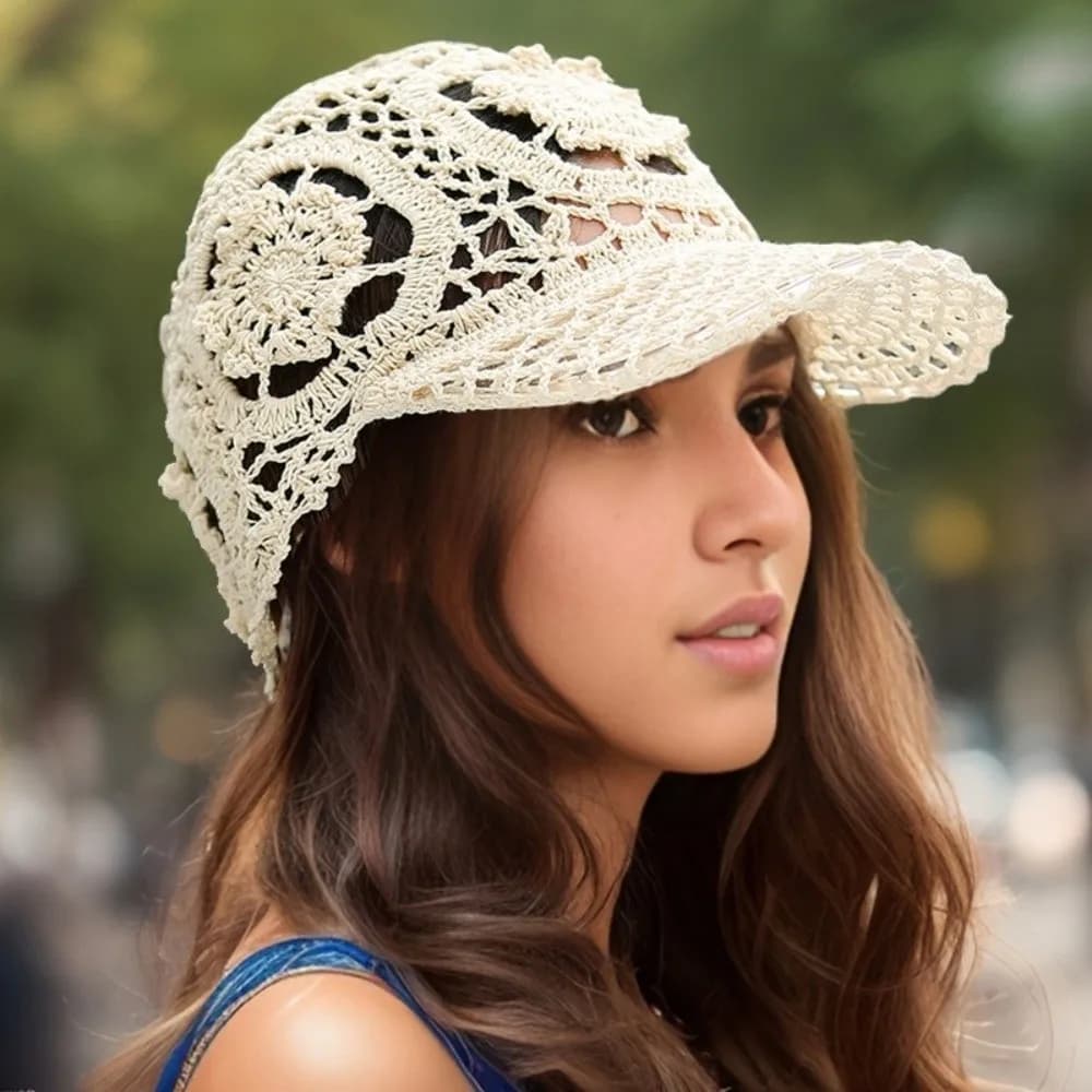 Thin Hollow Hollow Hook Flower Hat Luxury Design Simple Style Crochet Hollow Out Visors Floral Pattern Casual Wear