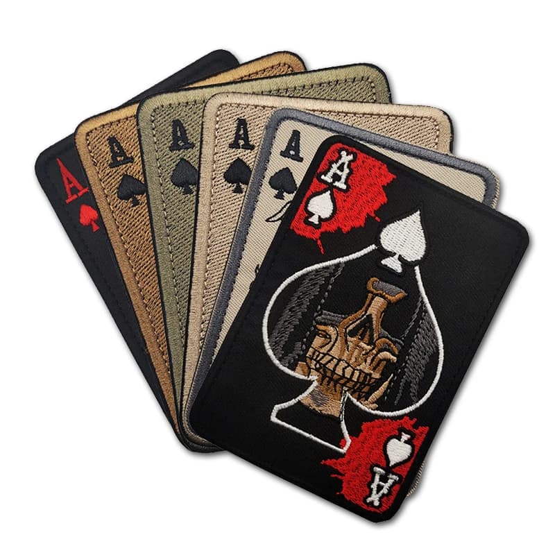 Death Card Poker Ace of Spades Toppe Ricamo gancio loop Punk Militare Distintivi Patch tattica per abbigliamento Borsa Accessori fai da te