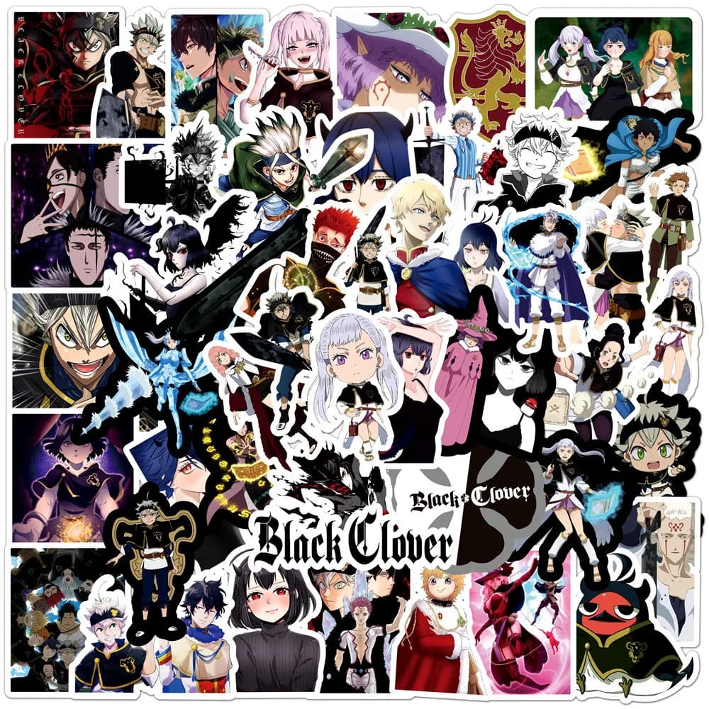 50 Pezzi Adesivi Anime Black Clover in Vinile Impermeabili per Laptop, Custodie per Telefono, Quaderni, Borracce, Adesivi Fai-da-Te