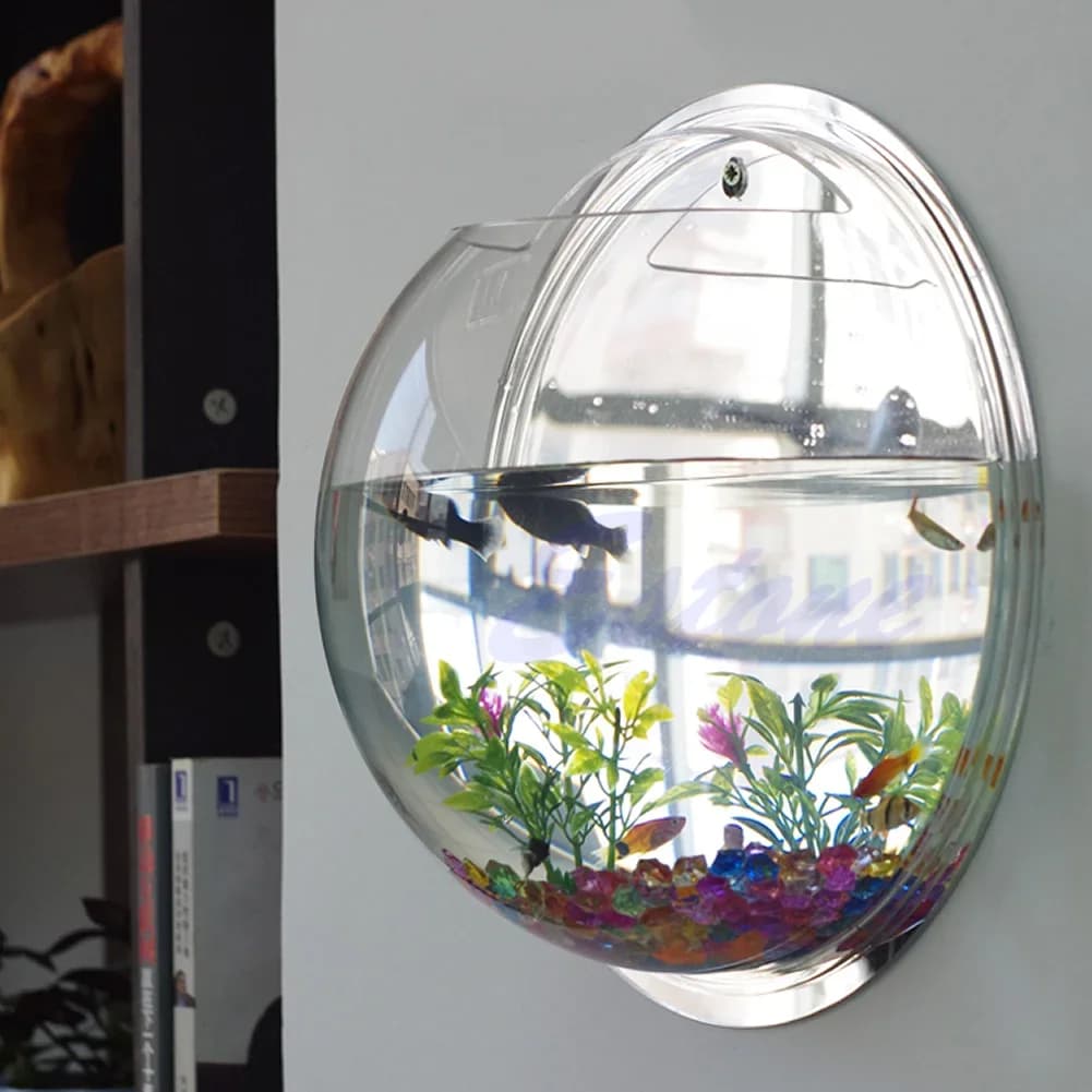 Wall Mounted Acrylic Fish Bowl Transparent Hanging Fish Tank Wall Mounted Aquarium Plant Pot Planter