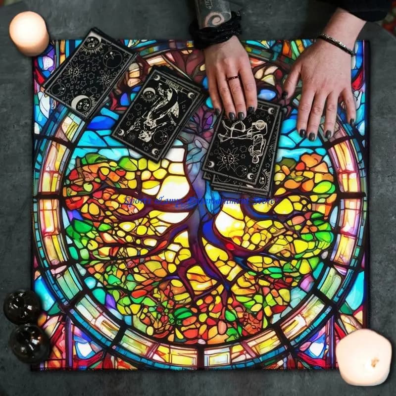 G7NF Forma Quadrata Stregoneria Divinazione Zerbino Altare Tovaglia Gioco da Tavolo Pad Carte Tovaglia Misteriosa Gioco