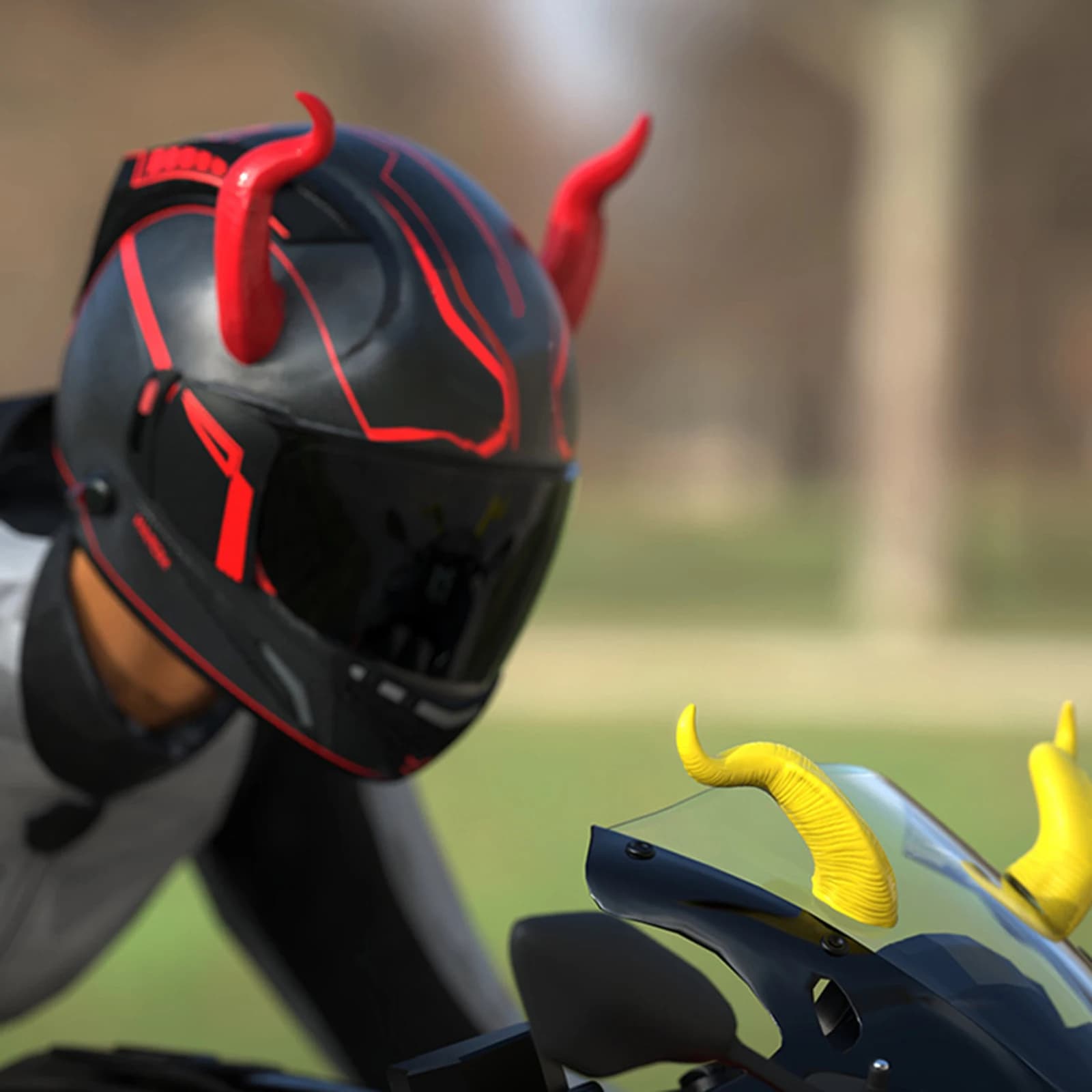 1 pair of motorcycle helmets horns from devil bike accessories plastic ABS red blue black for decorations bike helmets