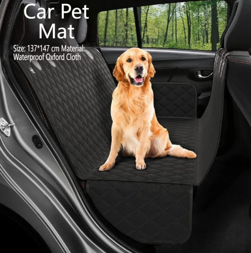 Waterproof pet cover for rear seat for car with scratch-resistant material and anti-slip support for safe travel