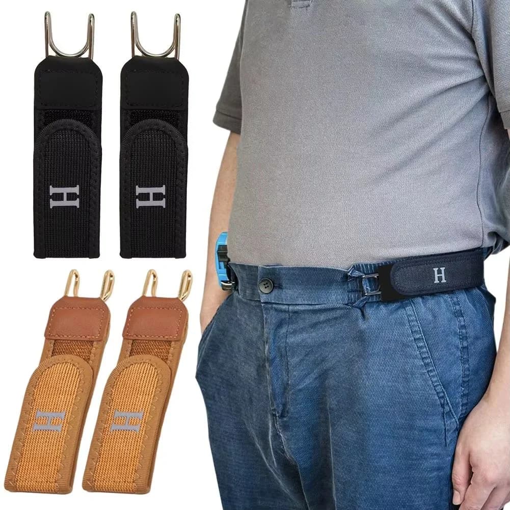 2 Pezzi Cintura Elastica Regolabile Senza Fibbia con Chiusura a Strappo, Comoda Cintura Casual da Uomo, Idea Regalo