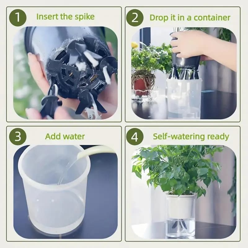 Irrigatori Automatici 8/12 Pezzi Riutilizzabili per Piante da Interno, Fiori e Piante in Vaso - Ideali per le Vacanze
