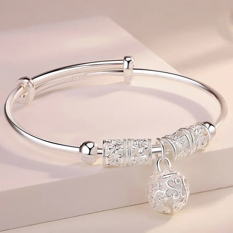 Bracciali regolabili in argento color argento con campanelle cave per donna, gioielli alla moda per feste, matrimoni e regali di Natale
