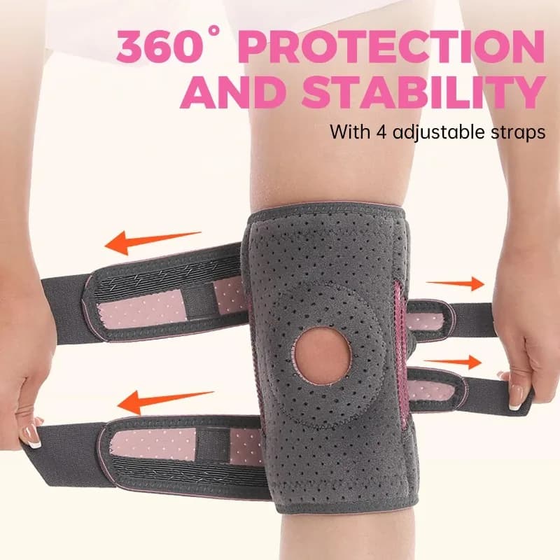 2 Pezzi Supporto Professionale per Ginocchio con Stabilizzatori Laterali, Fascia Compressiva Regolabile per Uomini e Donne, con Cuscinetto per Rotula