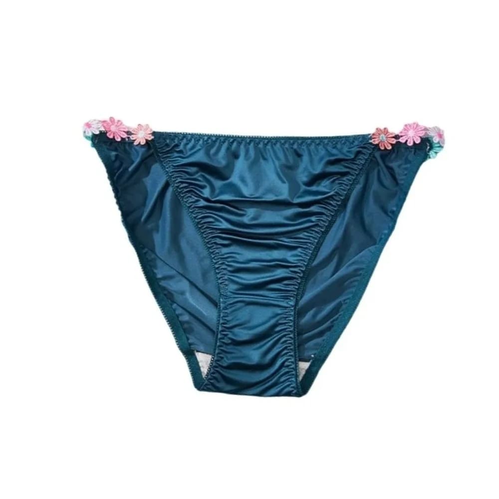 Slip Semplici a Vita Bassa in Raso di Seta con Intimo in Cotone Traspirante, Mutandine Floreali, Biancheria Intima da Donna, Regali