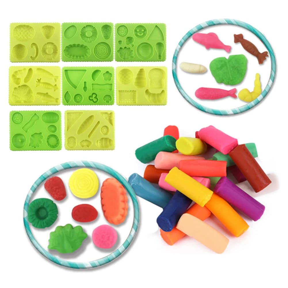 Set di Stampi per Gelato 3D, Utensili in Silicone per Argilla, Kit Educativo per Bambini per Modellare Frutta e Verdura, Set per Giochi in Pasta Modellabile