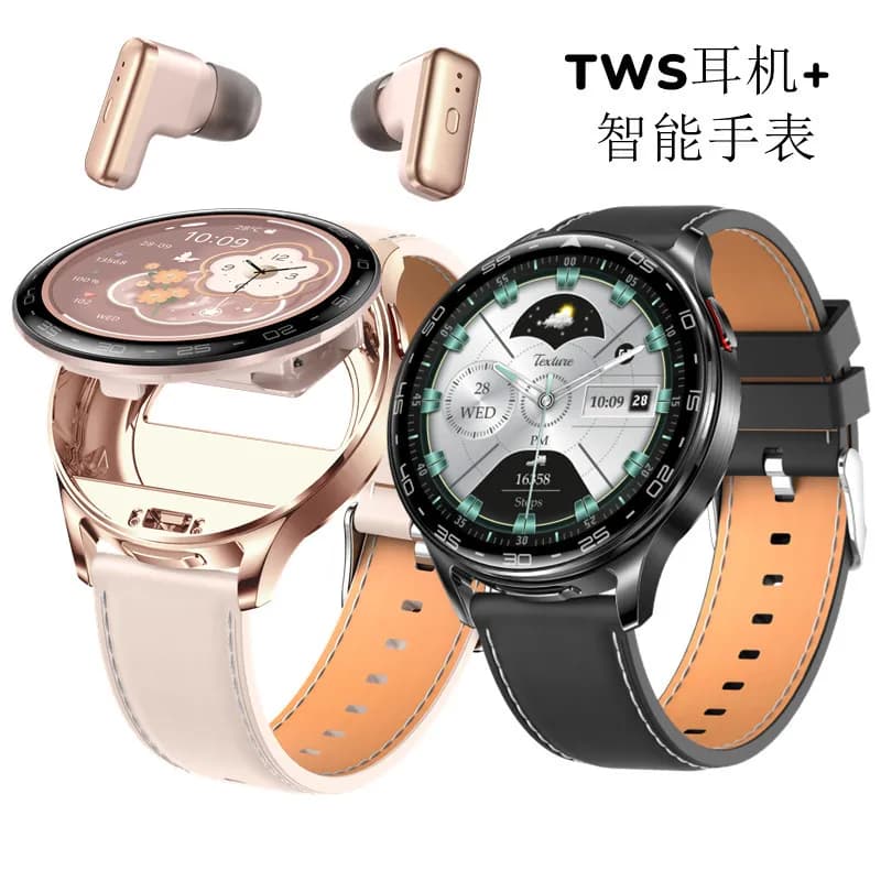 t97 Smart Watch Uomo Donna Bracciale sportivo Frequenza cardiaca Bluetooth Alla moda 1.39 pollici Colorscreen TWS Smart Watch Auricolari incorporati