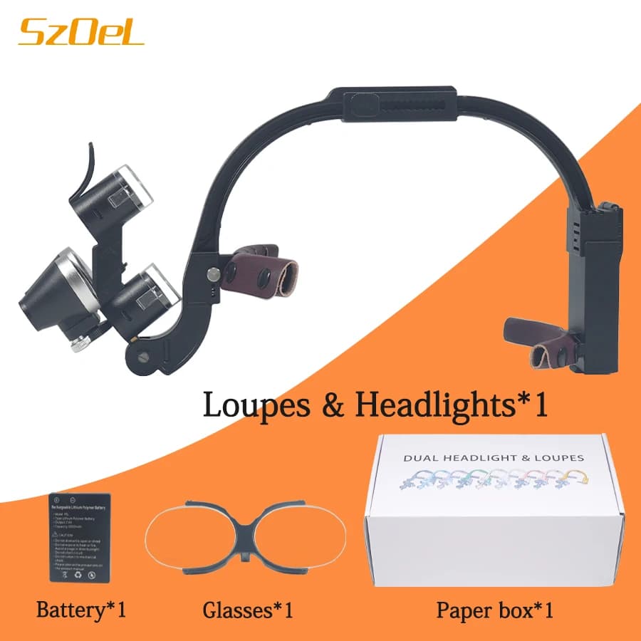 2.5X/3.5X lente d'ingrandimento binoculare dentale faro anteriore orale doppi fari faretto senza ombre illuminazione dentale