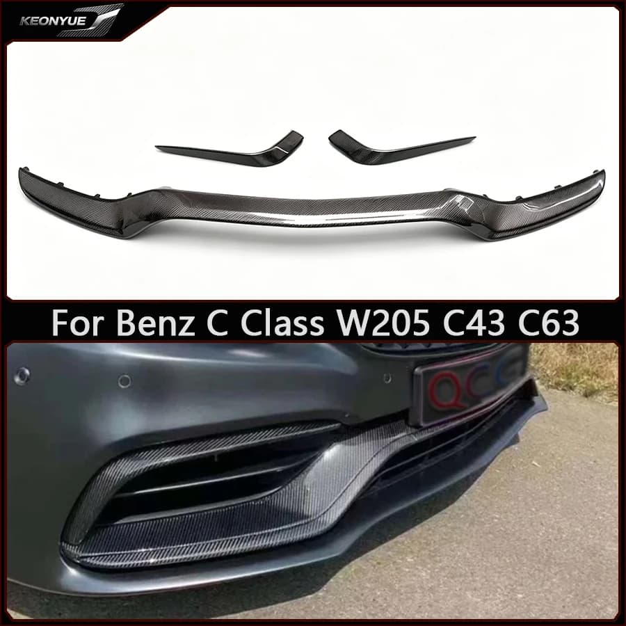For Mercedes Benz C Class W205 C43 C63 Carbon Fiber Front lip Car Bumper Diffuser Front Chin Spoiler Car Accessories body kit