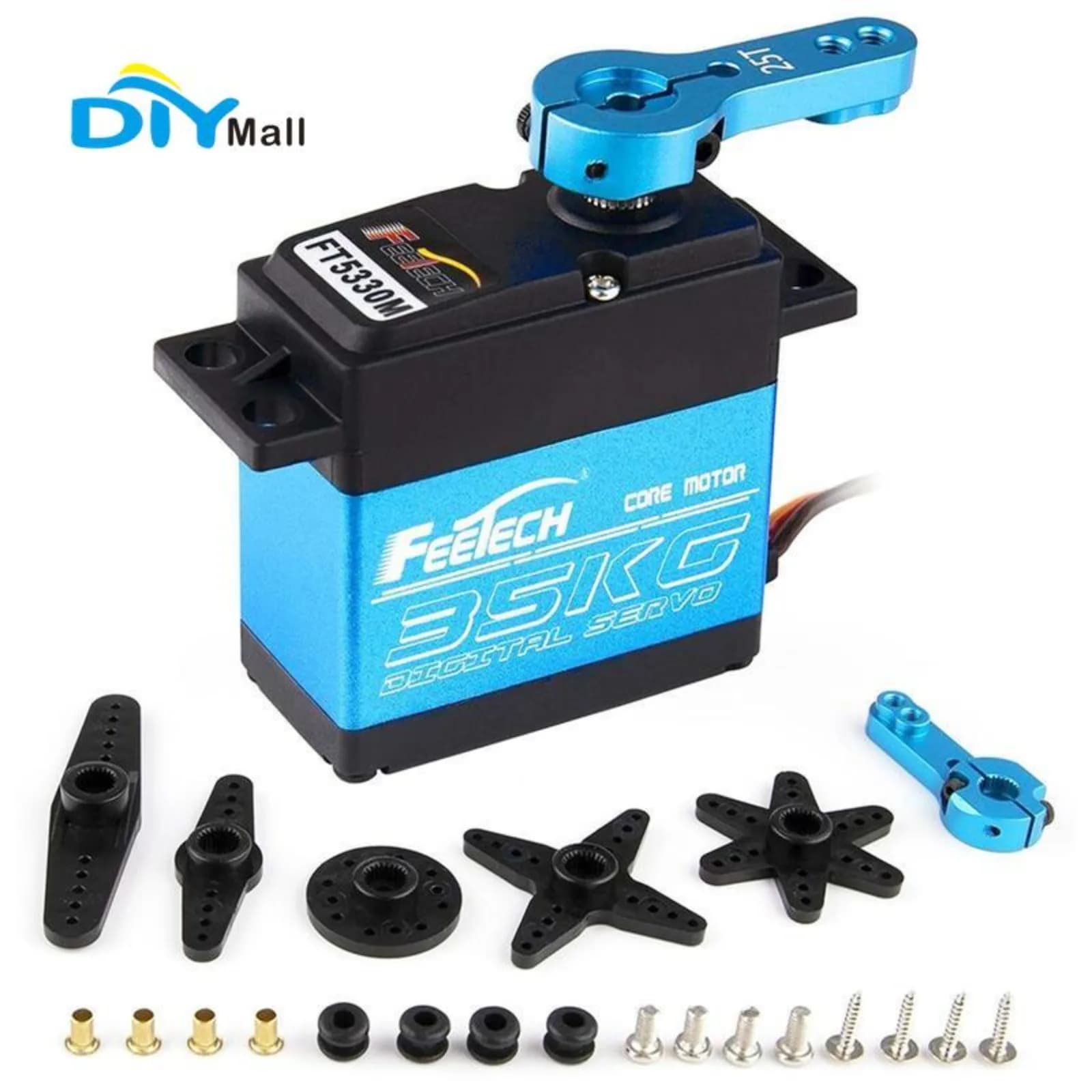 Servomotore Digitale Feetech FT5330M 35KG con Ingranaggi in Acciaio 180° ° Braccio Metallico Rotante 25T per Auto RC, Elicottero, Robot