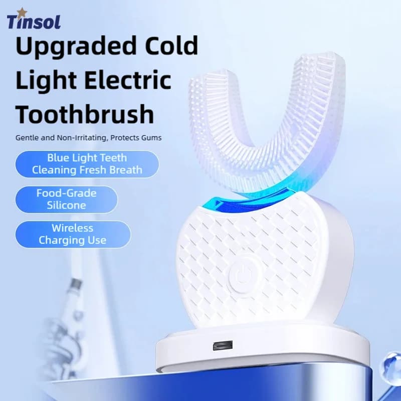 Smart Blue Light U-Shaped Electric Toothbrush Portable Wireless Oral Rinse Cleaner Support USB Charging Suitable for Oral Care
