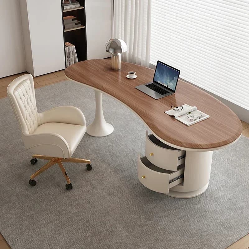 Scrivania per computer Scrivanie per sala Tavolo per computer Ufficio Gaming Light Lusso moderno stile crema Scrivania da ufficio in legno massello di noce