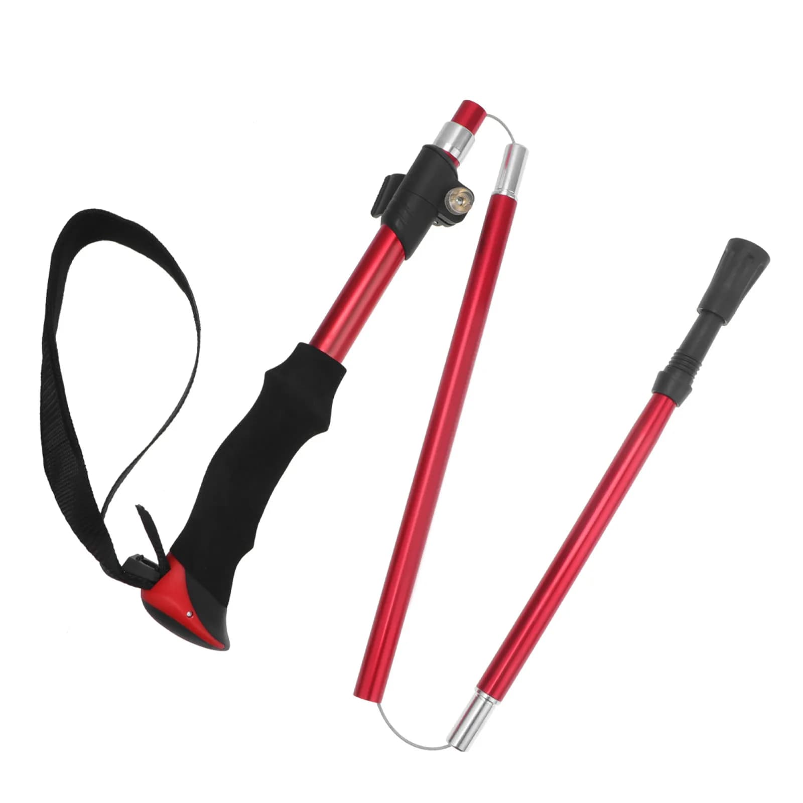 Foldable Telescopic Walking Stick Adjustable Trekking Pole Metal Cane Aluminium Alloy Mountaineering Durable 5Section
