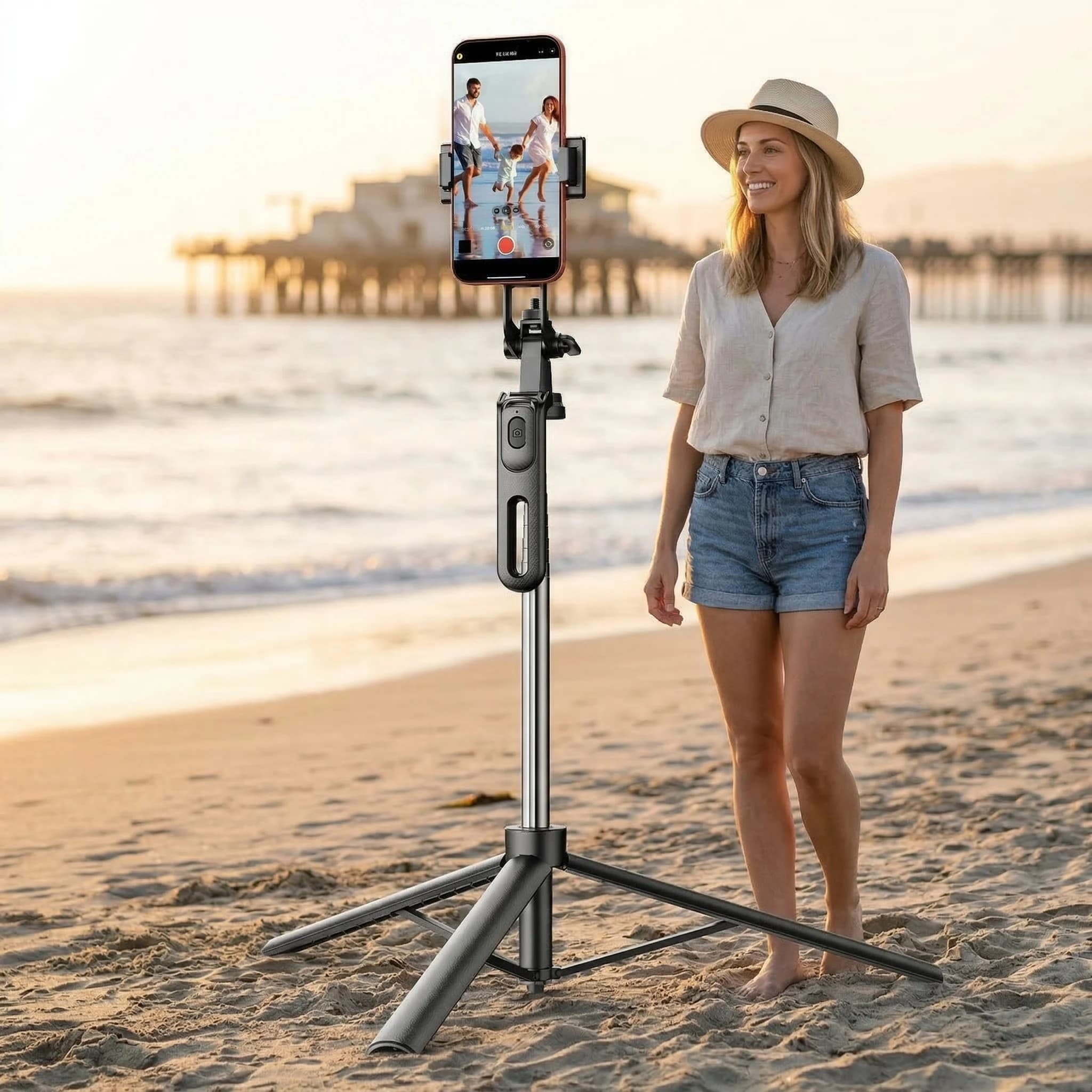 Treppiede per Telefono Professionale da 69 Pollici Regolabile con Telecomando, Leggero per Vlogging e Creazione di Contenuti