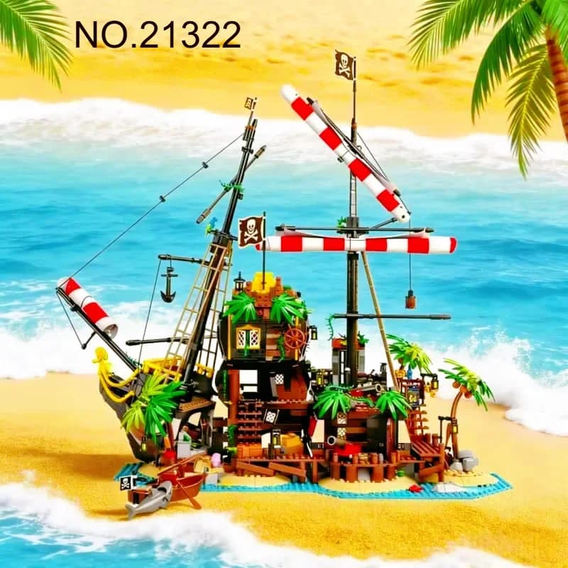 Nuovo Set di Costruzioni 2026 Serie Pirata 2545 pz - Barca a Vela Pirati Barracuda dei Mari Neri 21322 - Modellino Puzzle Giocattolo - Regali di Compleanno