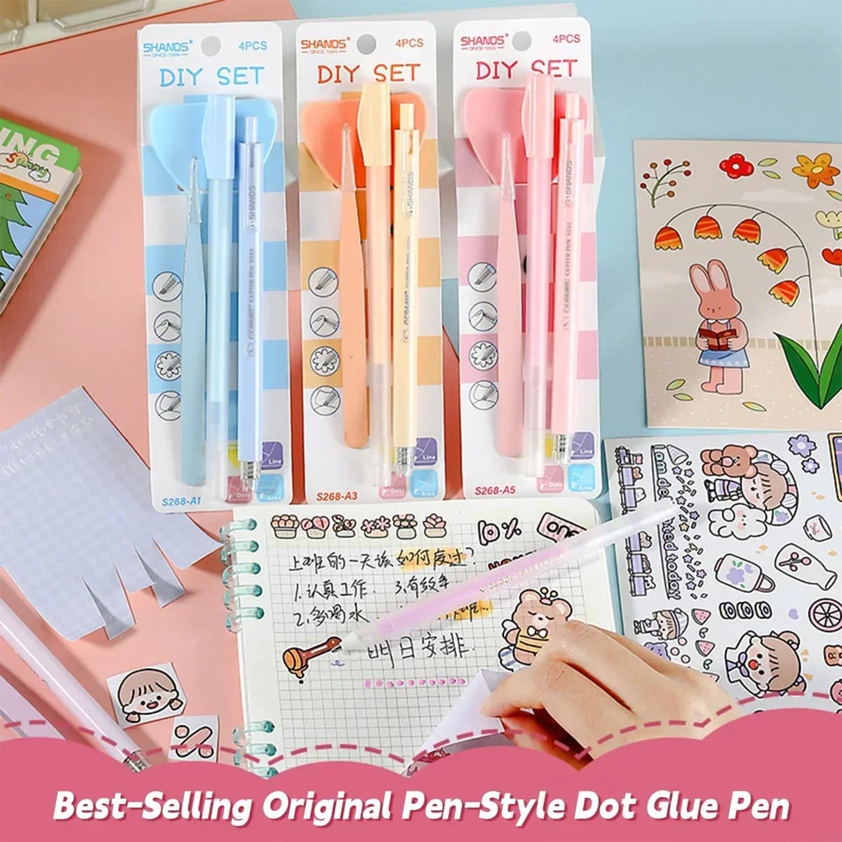 High Quality 4Pcs Scrapbooking Tools Kit - Dot Glue Pen, Carving Knife, Shovel, Tweezers for DIY Craft & School Art Projects