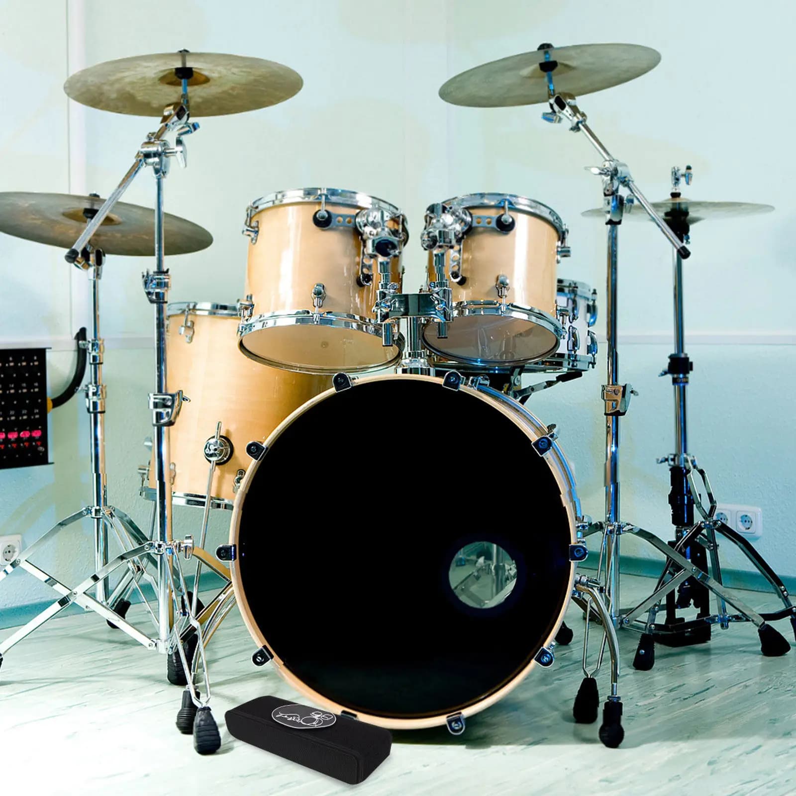 Supporti Antiscivolo per Bass Drum, Silenziatori, Dispositivi di Blocco, Tappetini Neri per Fissaggio