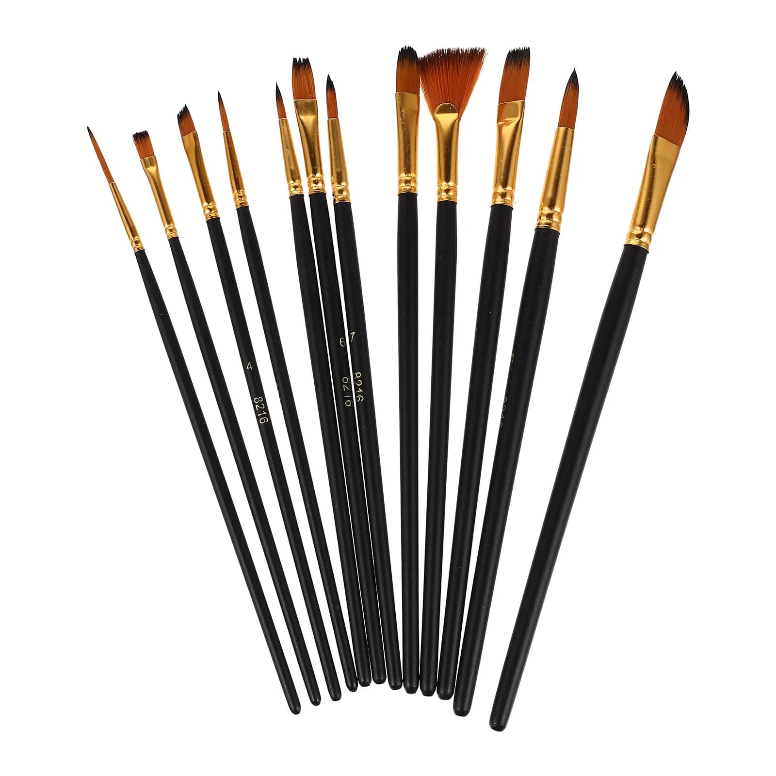 12Pcs Multipurpose Paint Brush Set High Grade Nylon Hair Brushes for Watercolor Gouache Acrylic Painting Professional Artist