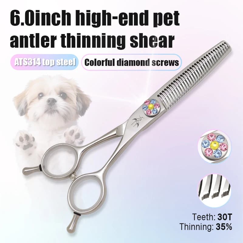 Forbici professionali per toelettatura animali e sottilezze, 6 pollici, 30 denti, per cani, in acciaio ATS-314, con sconto del 35%