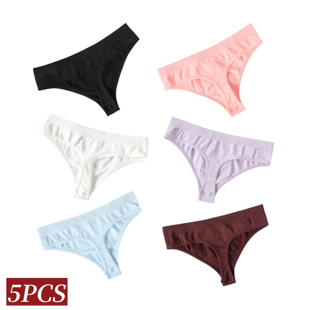 5Pcs/Set Seamless Panties Women Low Rise Thongs Sport G-String Underwear Female Underpants Sexy Lingerie Solid Bottoms M-XL