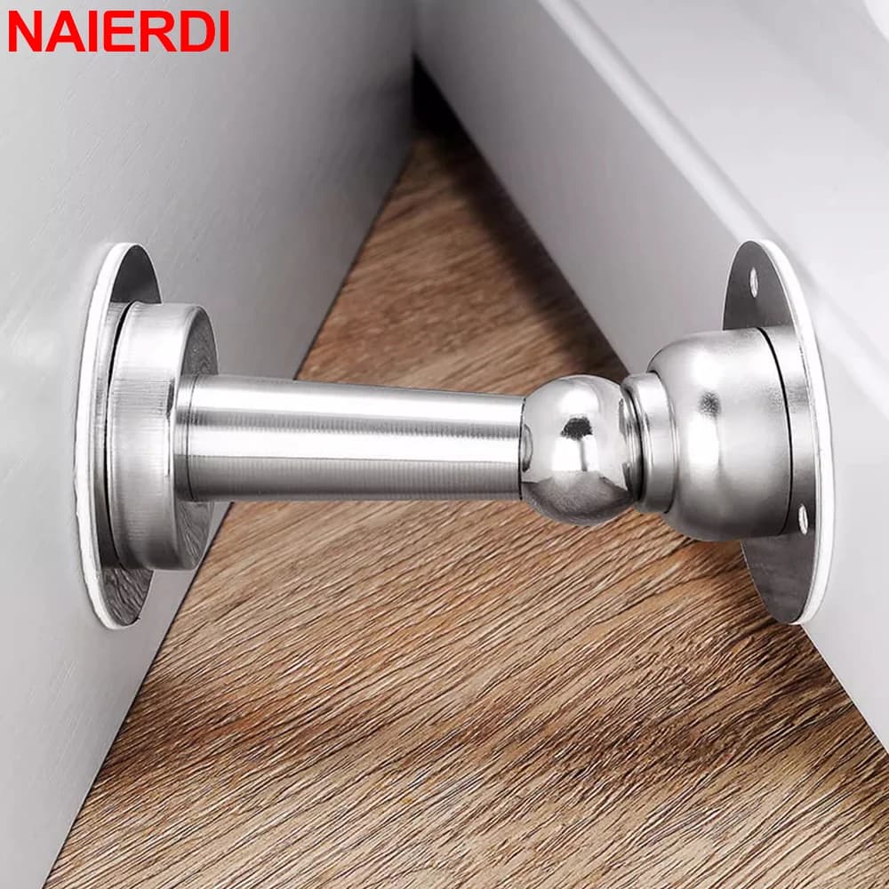 NAIERDI Magnetic Door Stoppers Wall & Floor Mounting No Drilling Door Catch Stainless Steel Wind-Proof Door Holder Hardware