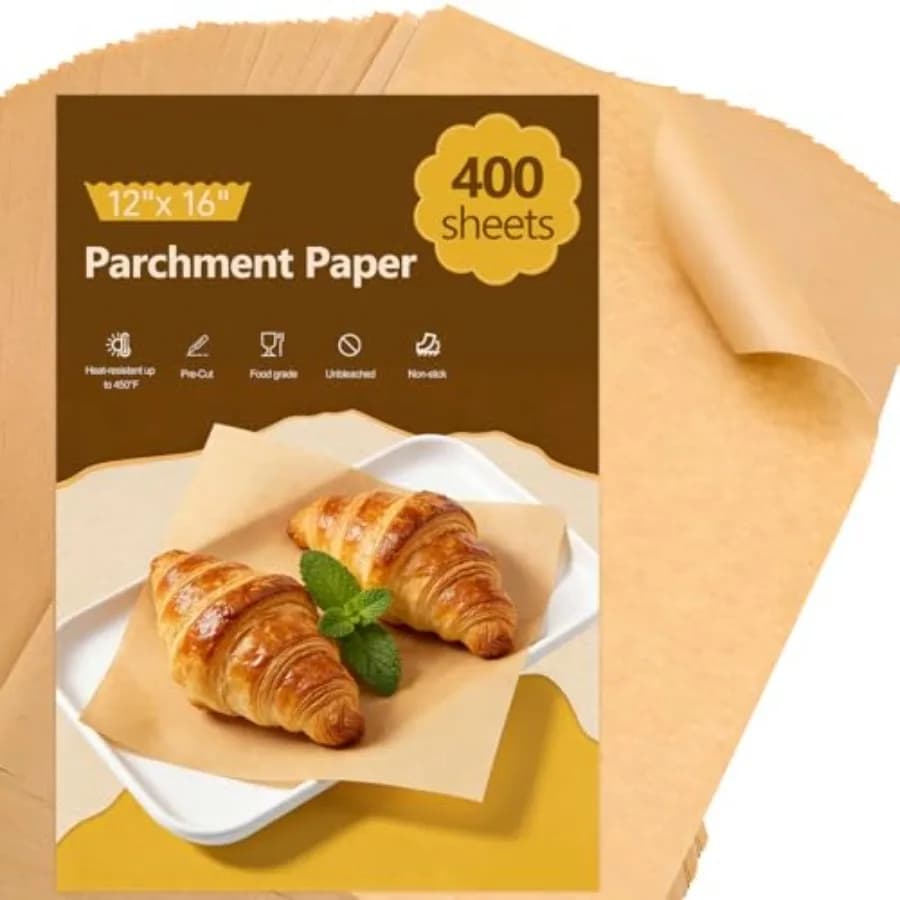 400Pcs Unbleached 12x16 Inch Silicone Coated Parchment Paper Sheets, Pre-Cut Non-Stick Baking Paper for Oven, Air Fryer, Grilli