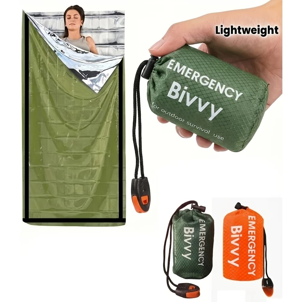 1 Piece Outdoor Emergency Sleeping Bag, Outdoor Envelope-Style Emergency Sleeping Bag, Travel Multifunctional Pe Aluminum Film Emergency Sleeping Bag, Thermal Sleeping Bag, Cold-Proof Blanket
