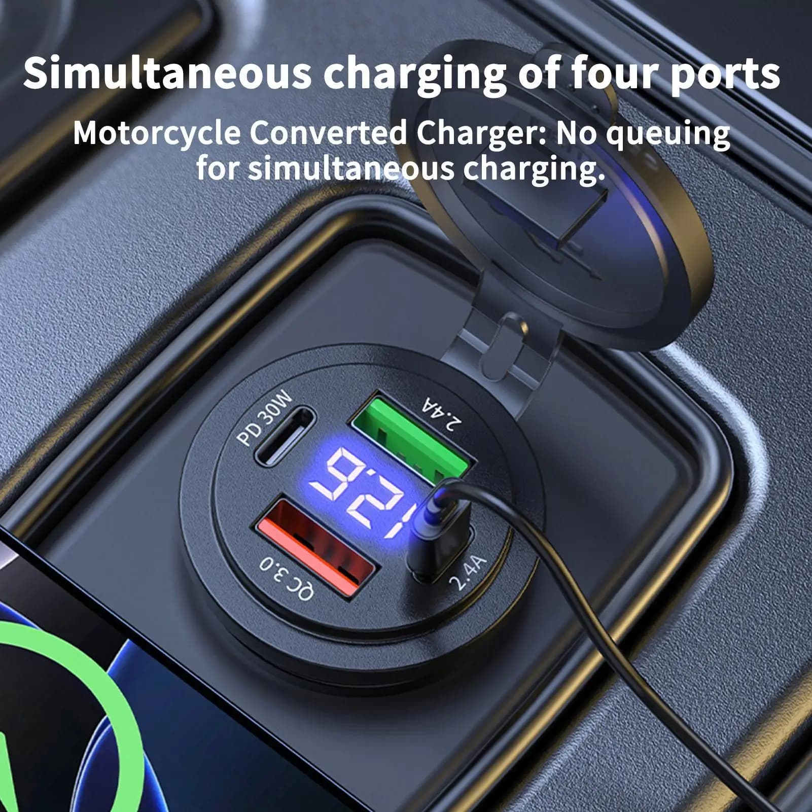 Caricabatterie per Auto con Display Digitale PDQC3.0 Adattatore Tipo-C per Telefono Caricatore USB C a Ricarica Rapida per Veicoli Moto Camion Auto