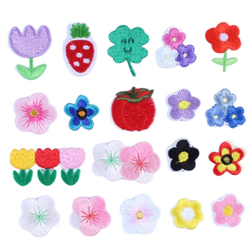 10pcs Cartoon Flower Patches Mini Cute Small patch DIY Clothes Bags Socks Shoes Hats Fabric Appliques Iron On Badge Stickers